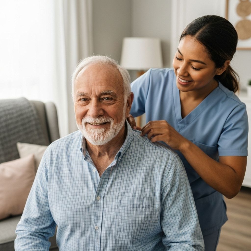 Warrina Care nurse providing in-home care to an older client.