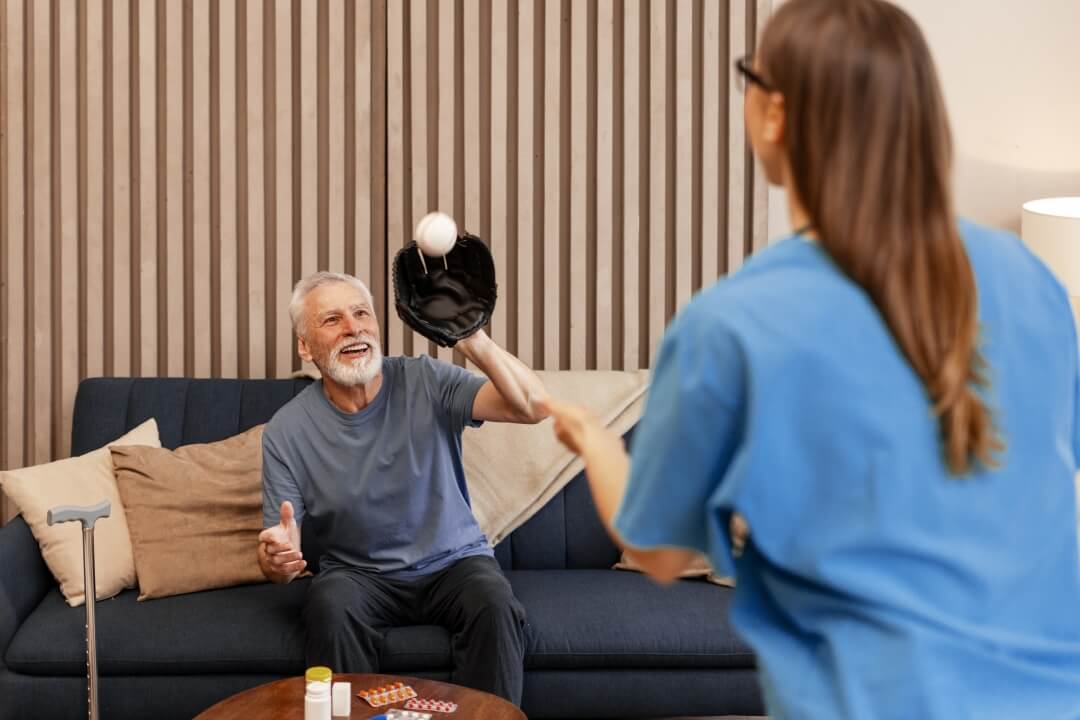 Warrina Care nurse providing personal care to an older client in Melbourne.